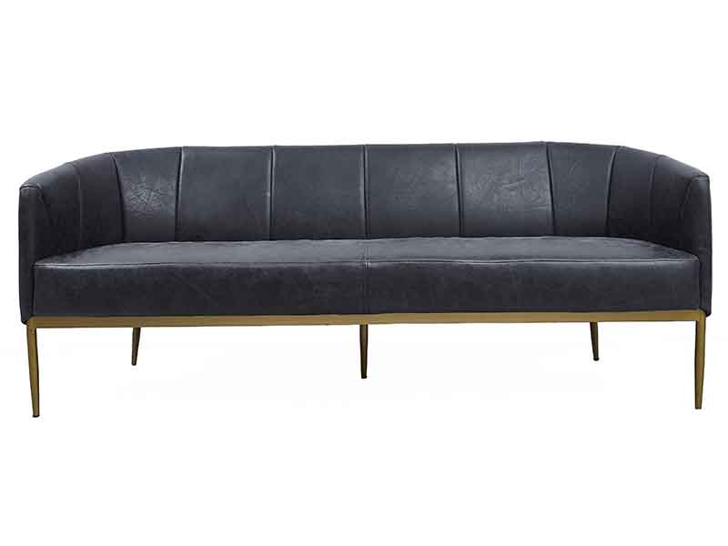 Golden Color Legs Black Vintage Leather Tub 3S Sofa