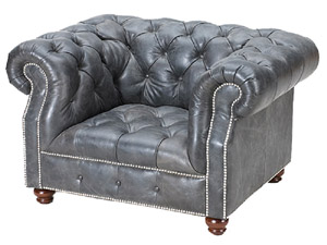 Gray Vintage Leather Chesterfield Chair