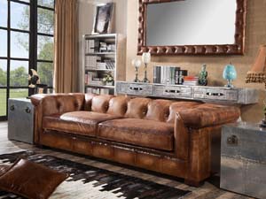 Red Italian Leather Sofa Set