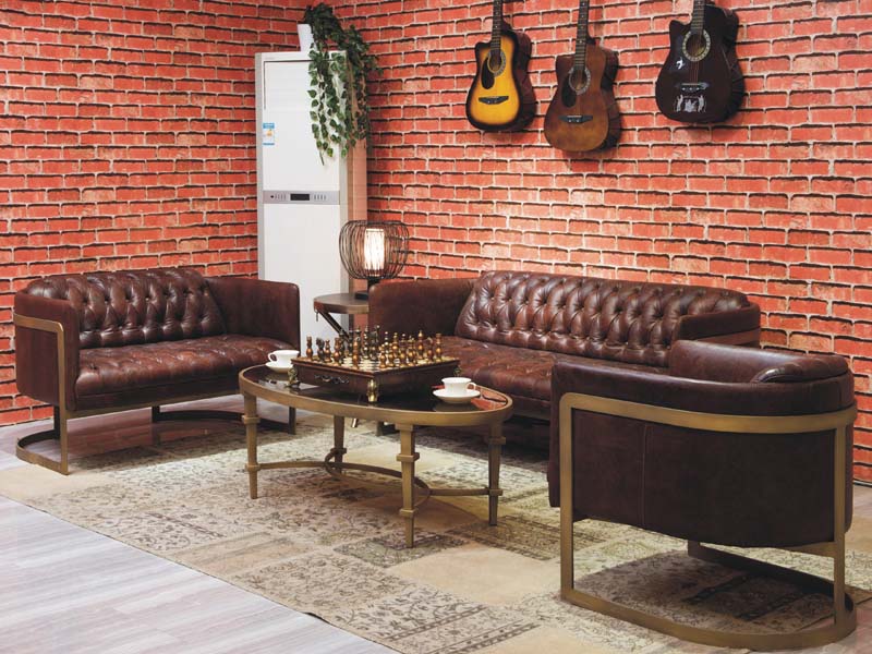 Retro Metal Base Chesterfield Back Sofa Chair