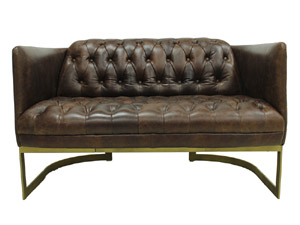 Retro Metal Base Chesterfield Back Sofa Set