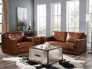 Riveted Vintage Leather Retro Sofa