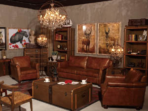 Roll Arm Antique Tan Leather Chair