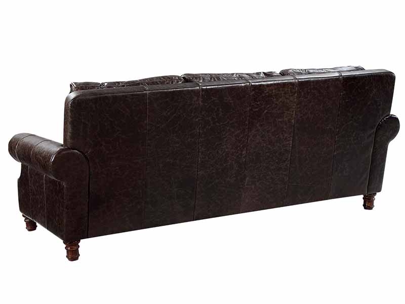 Roll Arm Black Antique Leather  Sofa Set