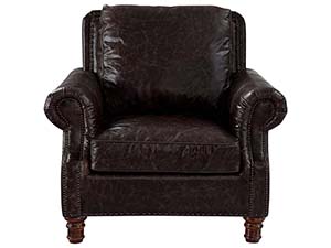 Roll Arm Black Antique Leather Armchair