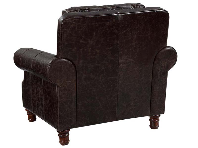 Roll Arm Black Antique Leather Armchair