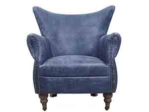 Rolled Arm Wing Back Vintage Leather Chair with Wheels