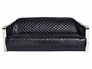 Stainless Steel Arm Vintage Leather 3 Seater Sofa