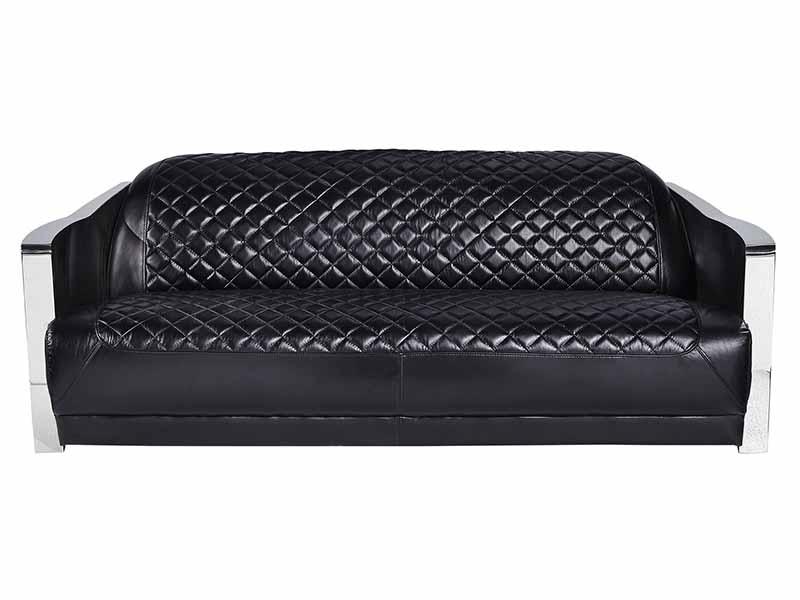 Stainless Steel Arm Vintage Leather 3 Seater Sofa