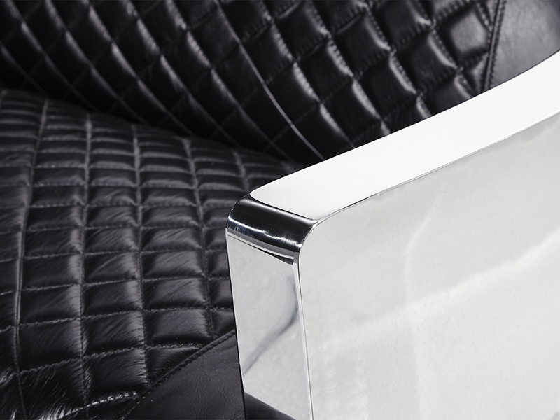 Stainless Steel Arm Vintage Leather 3 Seater Sofa