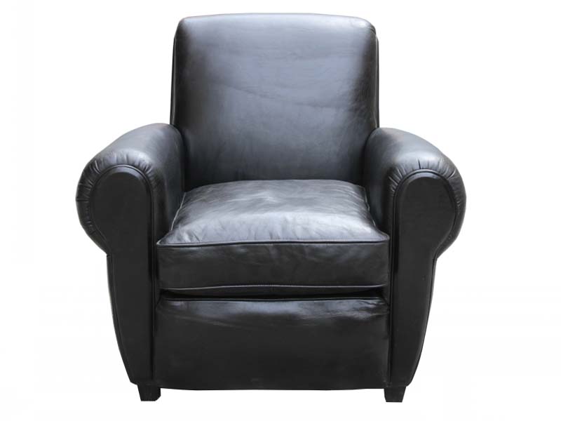 Top Vintage Leather Black Sofa