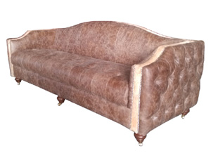Tufted Arm Antique Leather 3S Sofa