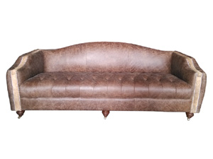 Tufted Arm Antique Leather 3S Sofa
