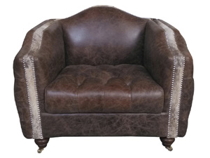 Tufted Arm Antique Leather Sofa Chair