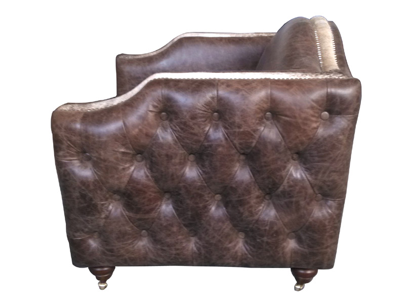 Tufted Arm Antique Leather Sofa Chair