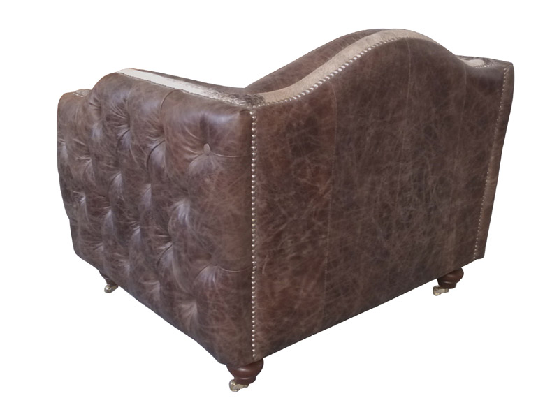 Tufted Arm Antique Leather Sofa Chair