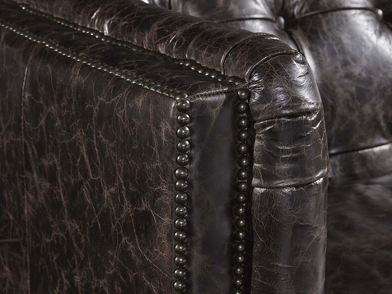 Tufted Back Antique Black 3 Seater Sofa