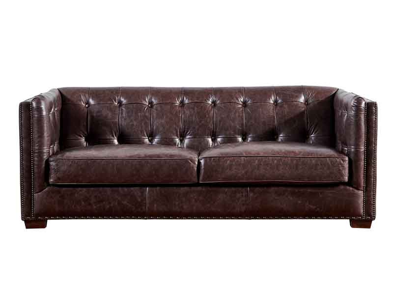 Tufted Back Antique Leather Sofa 3S