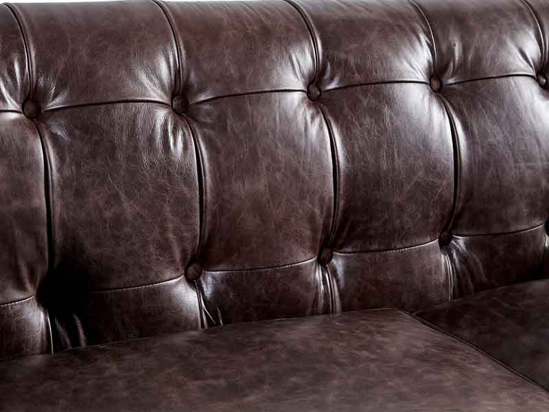 Tufted Back Antique Leather Sofa 3S