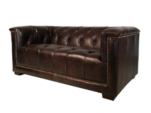 Tufted Back Antique Leather Sofa Set