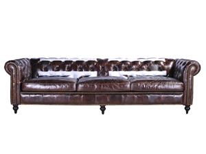 Union Jack Vintage Tan Leather Sofa