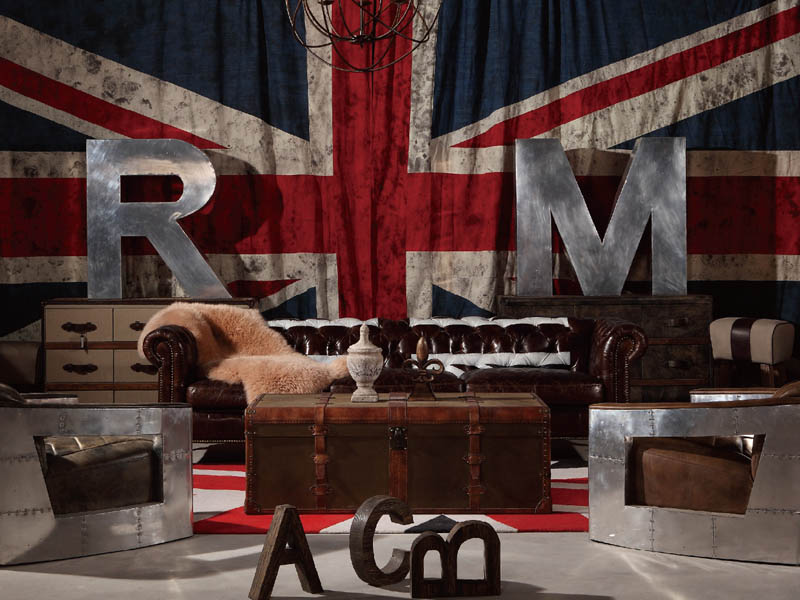 Union Jack Vintage Tan Leather Sofa