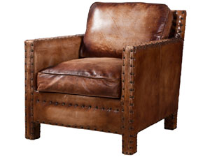 Vintage Leather Chair with Rivets