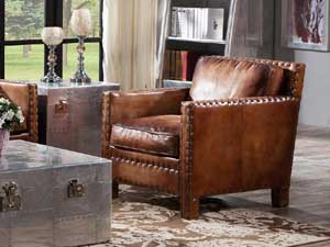 Vintage Leather Chair with Rivets