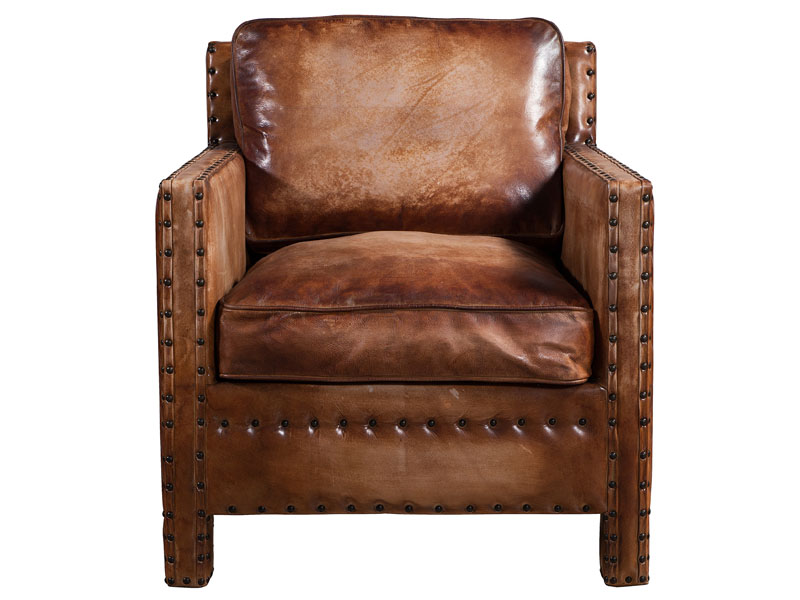 Vintage Leather Chair with Rivets