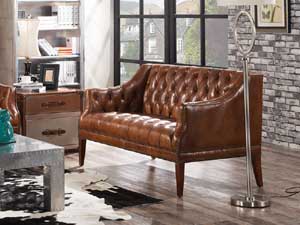 Vintage Leather Chesterfield Loveseat Sofa