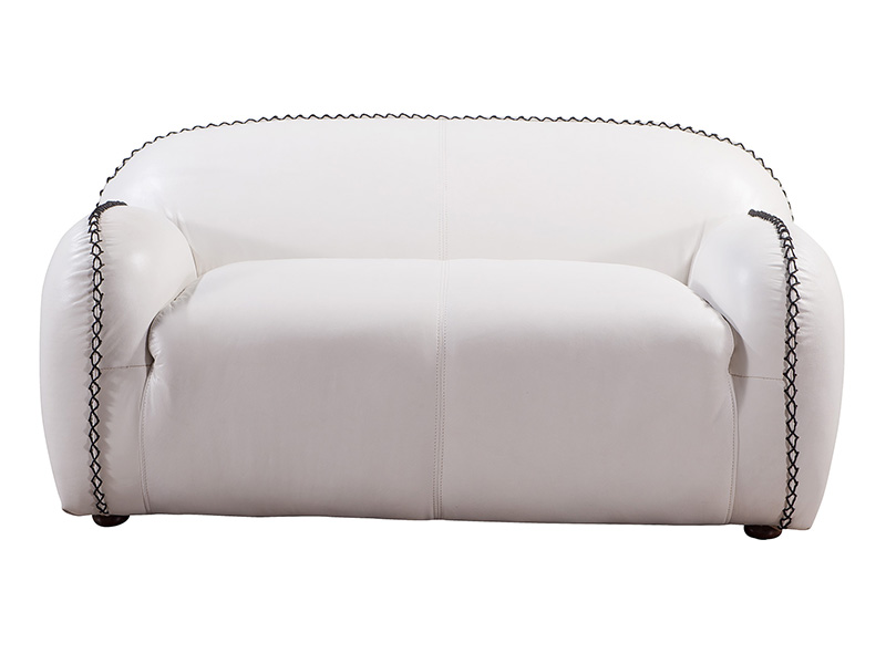 White Leather Living Room Sofa
