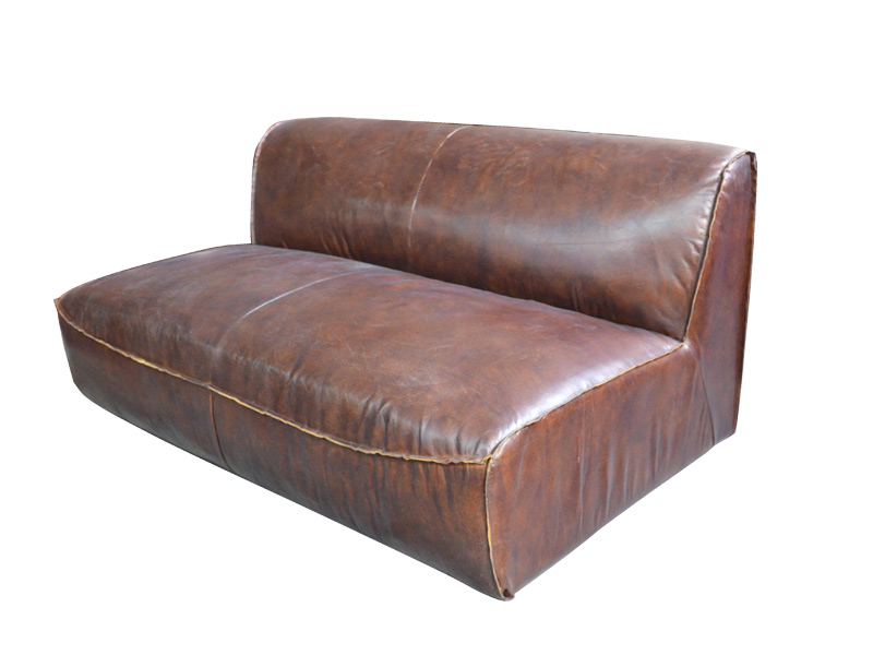 Full Vintage Corner Leather Sofa Multiple Seat Options Customized
