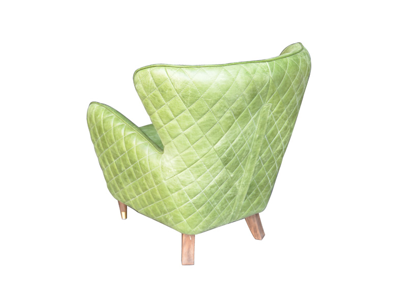 Green High Back Leather Sofa Chair Vintage Leather/Pu With Armrest