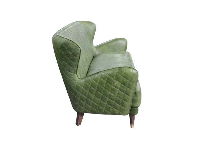 Green High Back Leather Sofa Chair Vintage Leather/Pu With Armrest