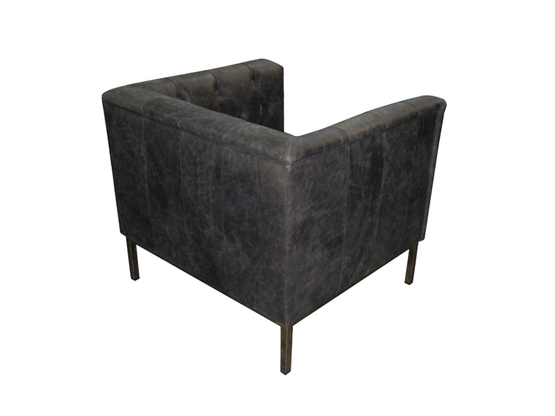 Single Genuine Leather Sofa Chair With Buckle Design And Armrest