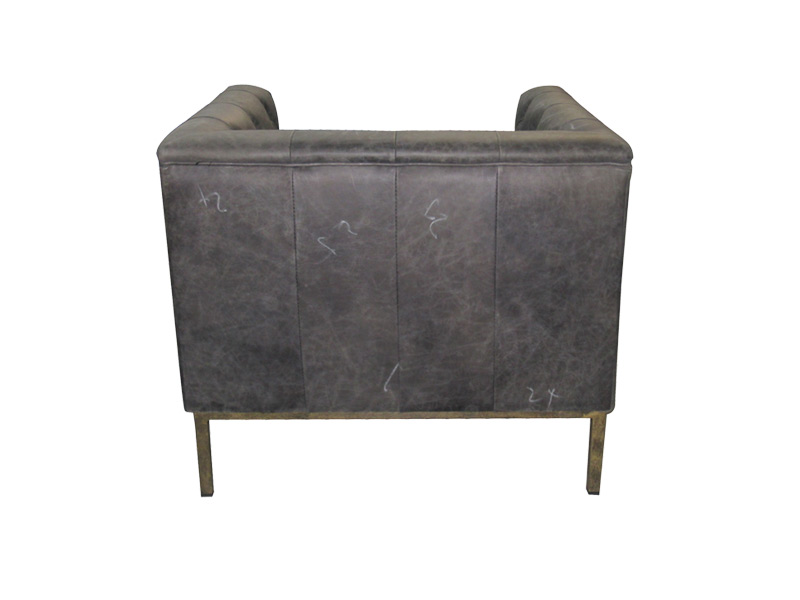 Single Genuine Leather Sofa Chair With Buckle Design And Armrest