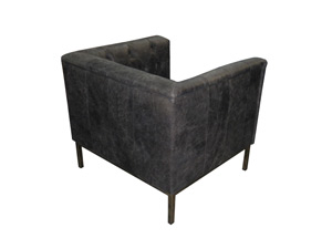 Single Genuine Leather Sofa Chair With Buckle Design And Armrest