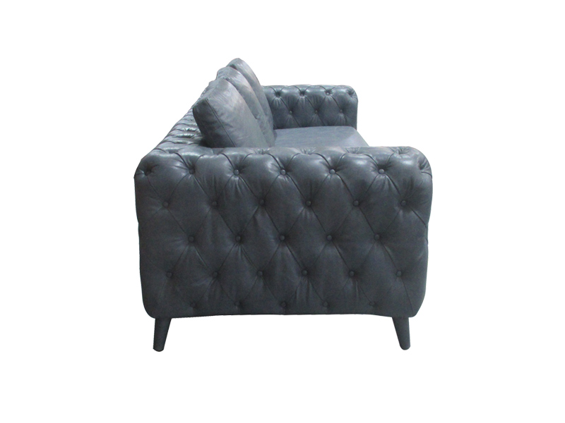 Genuine Leather Living Room Sofa Buckle Design With Soft Cushion And Pillows