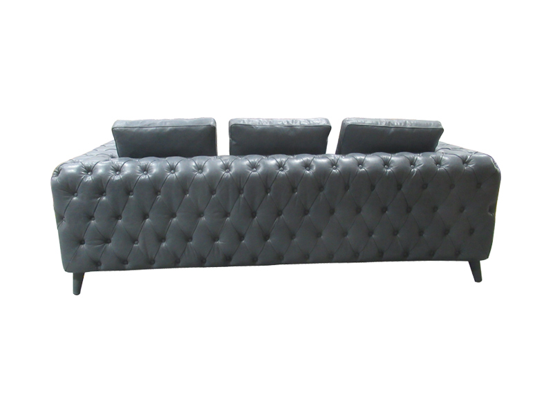 Genuine Leather Living Room Sofa Buckle Design With Soft Cushion And Pillows