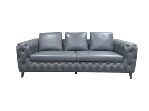 Genuine Leather Living Room Sofa Buckle Design With Soft Cushion And Pillows