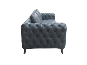 Genuine Leather Living Room Sofa Buckle Design With Soft Cushion And Pillows