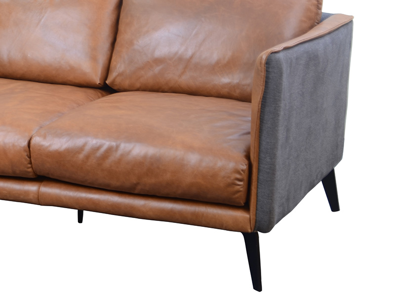 Wood Frame Full Grain Vintage Leather Couch