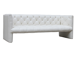 Tufted Top Grain White Leather Sofa Set