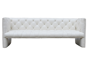 Tufted Top Grain White Leather Sofa Set
