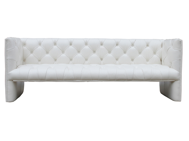 Tufted Top Grain White Leather Sofa Set