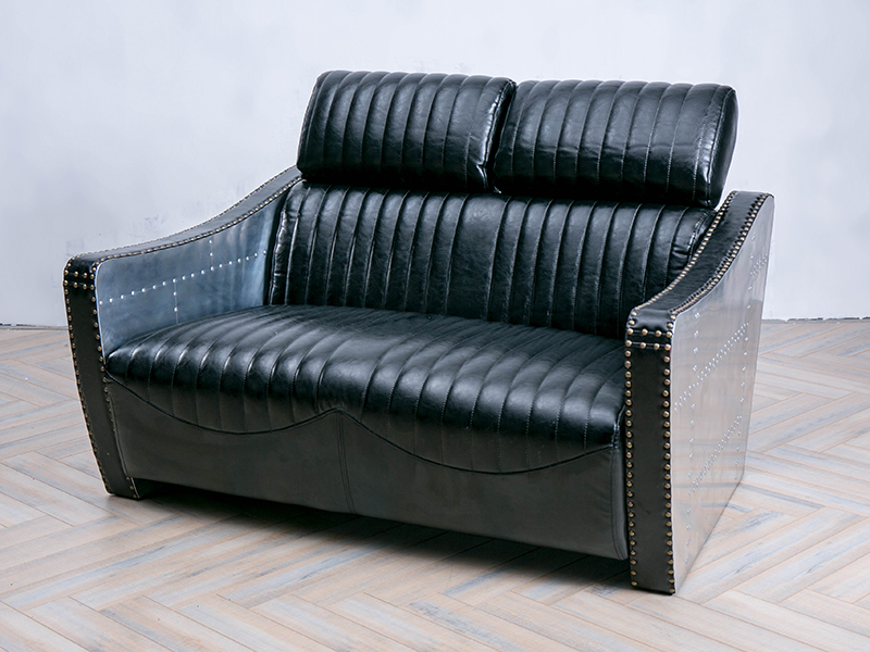Black Aluminium Leather Sofa