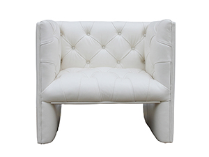 Modern Button Back White Genuine Leather Sofa