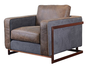 Luxury Genuine Leather Single Sofa Chair with Metal Legs