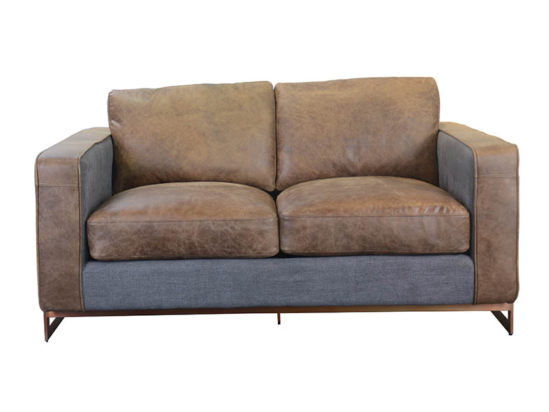 Luxury Vintage Leather Sofa with Fabric Cover Back