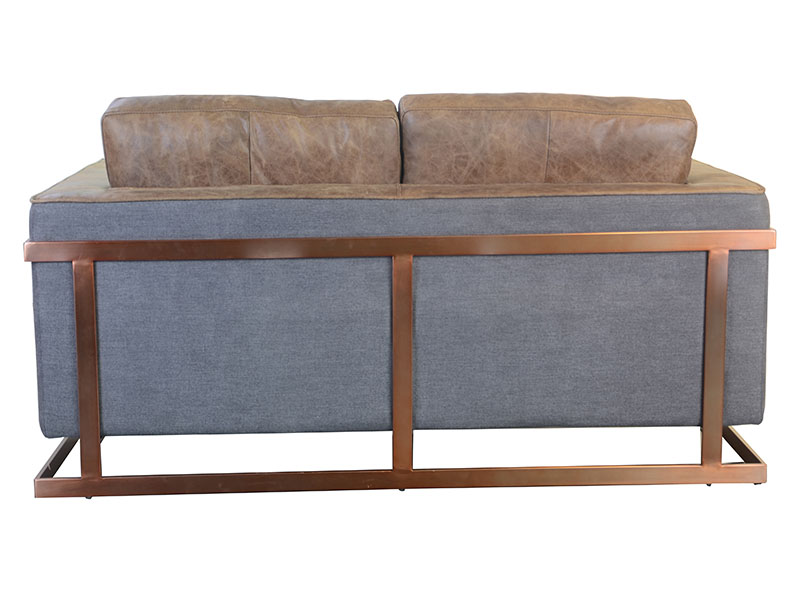 Luxury Vintage Leather Sofa with Fabric Cover Back